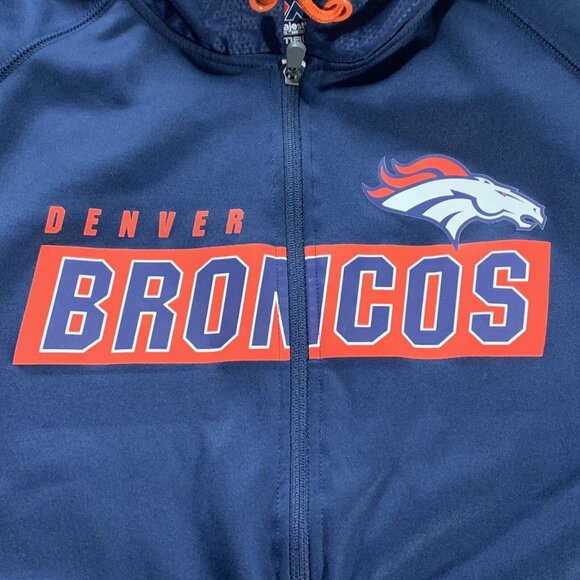 Denver Broncos Men's Majestic Therma Base Zip Hoodie Jacket Football Size L EUC - Picture 4 of 11